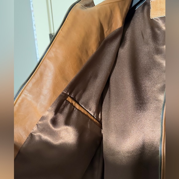 VINTAGE TAN LEATHER JACKET MEDIUM - Picture 6 of 9